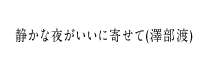 静かな夜がいいに寄せて(澤部渡)